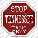 Tennessee Fans Only Novelty Octagon Sticker Decal Small