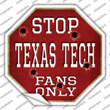 Texas Tech Fans Only Novelty Octagon Sticker Decal Small