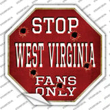 West Virginia Fans Only Novelty Octagon Sticker Decal Small