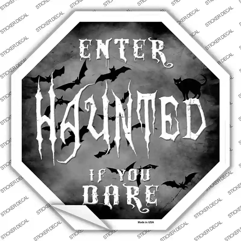 Haunted Novelty Octagon Sticker Decal Small