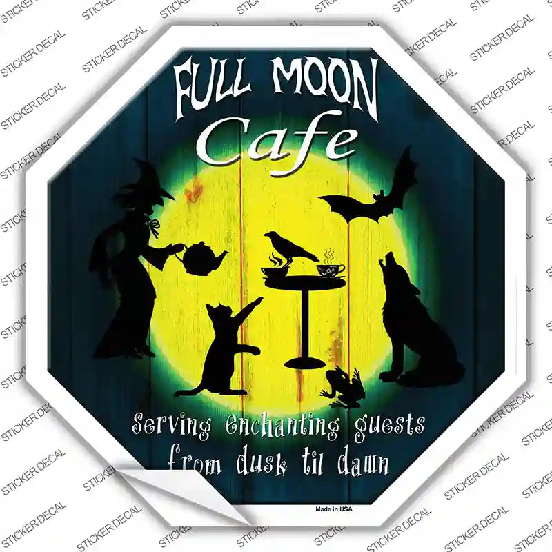 Full Moon Cafe Novelty Octagon Sticker Decal Small