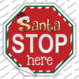 Santa Stop Here Novelty Octagon Sticker Decal Small