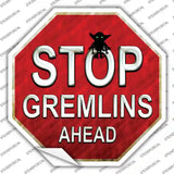 Stop Gremlins Ahead Novelty Octagon Sticker Decal Small