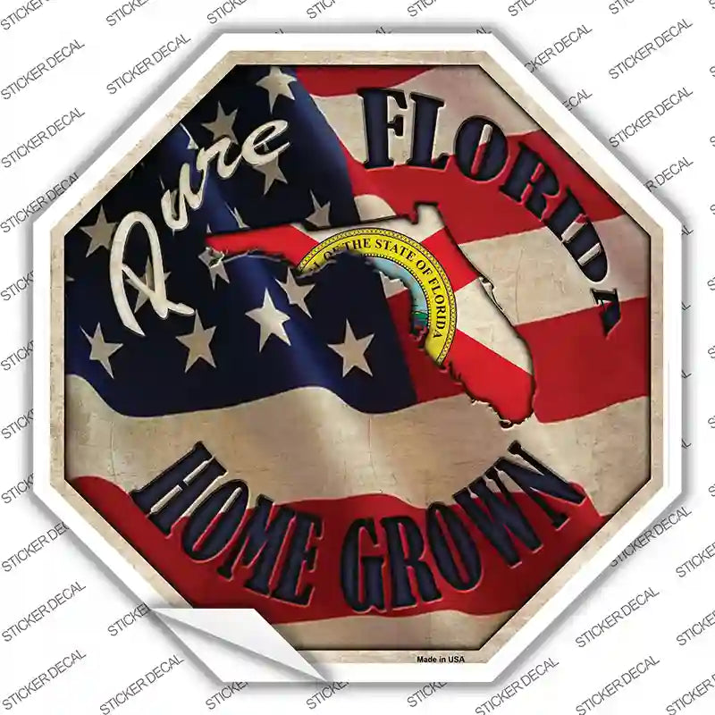 Florida Home Grown Novelty Octagon Sticker Decal