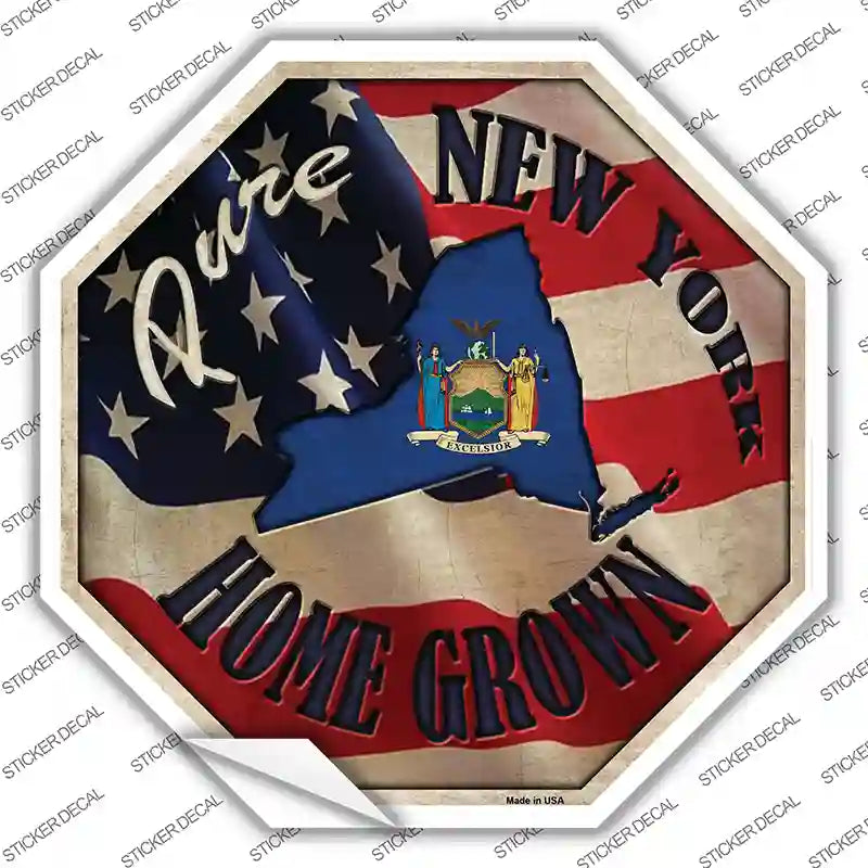 New York Home Grown Novelty Octagon Sticker Decal