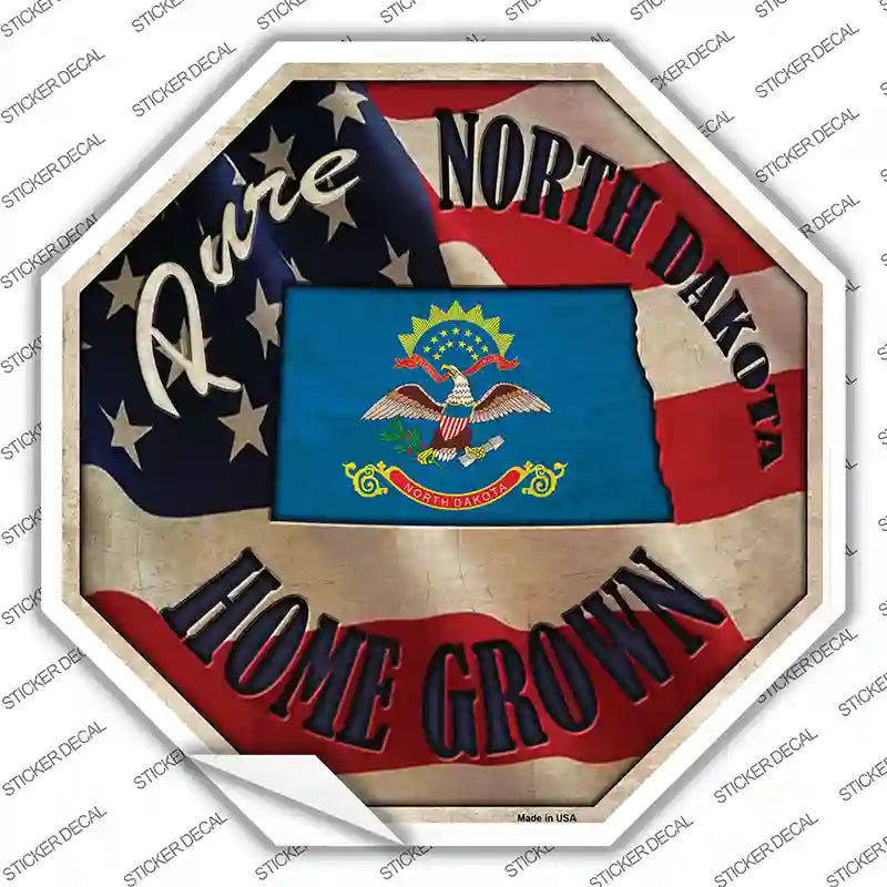 North Dakota Home Grown Novelty Octagon Sticker Decal