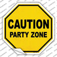 Caution Party Zone Novelty Octagon Sticker Decal Small