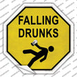 Falling Drunks Novelty Octagon Sticker Decal Small