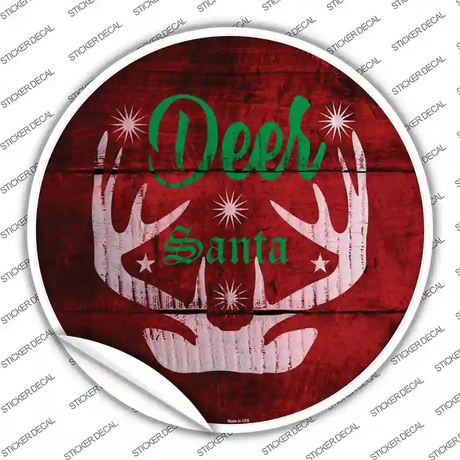 Deer Santa Novelty Circle Sticker Decal