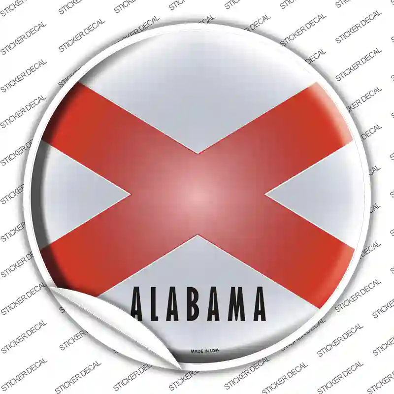 Alabama State Flag Novelty Circle Sticker Decal