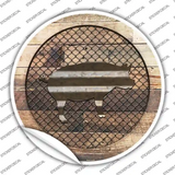 Pig on Wood Novelty Circle Sticker Decal