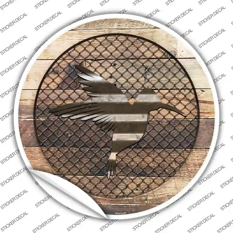 Hummingbird on Wood Novelty Circle Sticker Decal