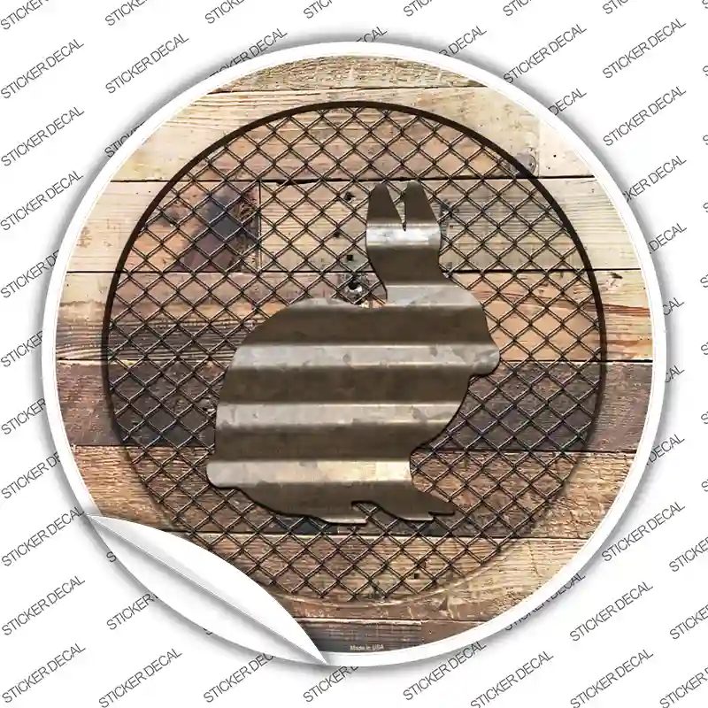 Rabbit on Wood Novelty Circle Sticker Decal