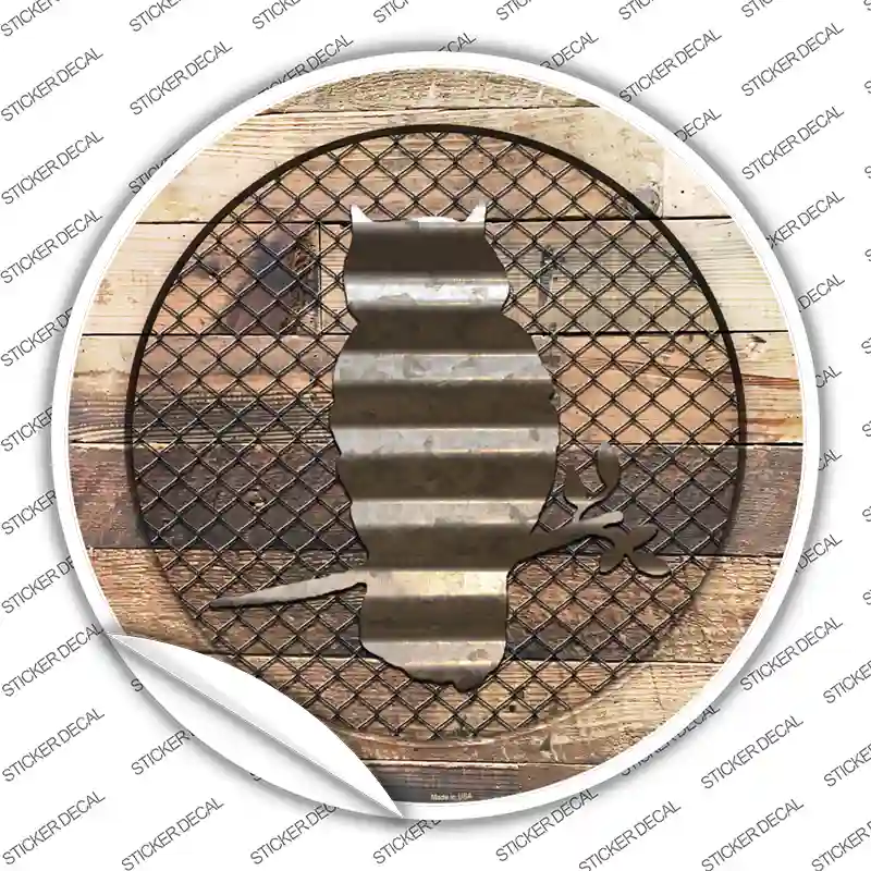 Owl on Wood Novelty Circle Sticker Decal