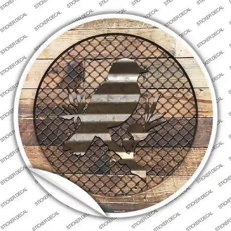 Bird on Wood Novelty Circle Sticker Decal