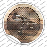 Dragonfly on Wood Novelty Circle Sticker Decal