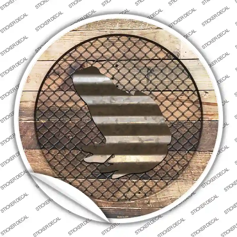 Frog on Wood Novelty Circle Sticker Decal