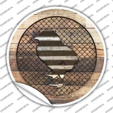 Chick on Wood Novelty Circle Sticker Decal