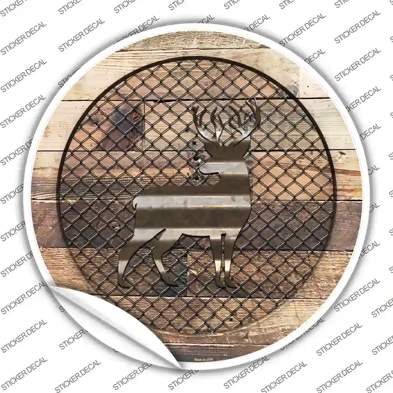 Deer on Wood Novelty Circle Sticker Decal
