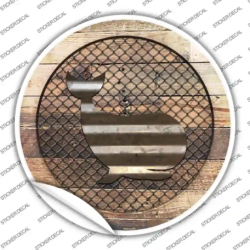 Whale on Wood Novelty Circle Sticker Decal