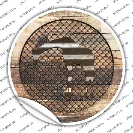 Giraffe on Wood Novelty Circle Sticker Decal