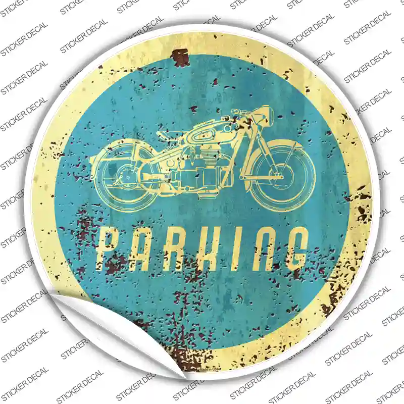 Motorcycle Parking Novelty Circle Sticker Decal
