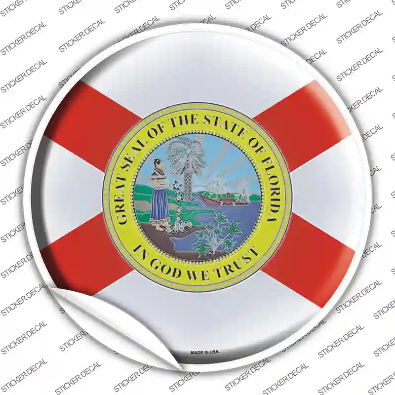 Florida State Flag Novelty Circle Sticker Decal