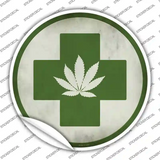 Cannabis Green Cross Novelty Circle Sticker Decal
