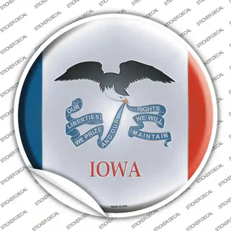 Iowa State Flag Novelty Circle Sticker Decal
