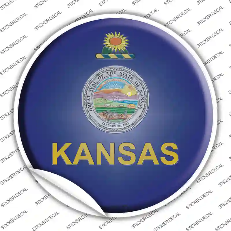 Kansas State Flag Novelty Circle Sticker Decal