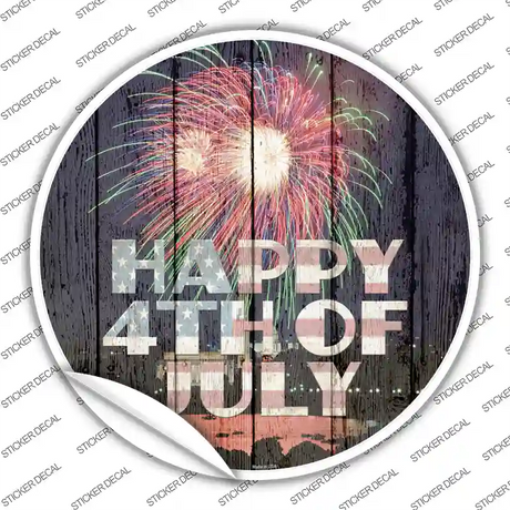 Happy 4th of July Firework Novelty Circle Sticker Decal