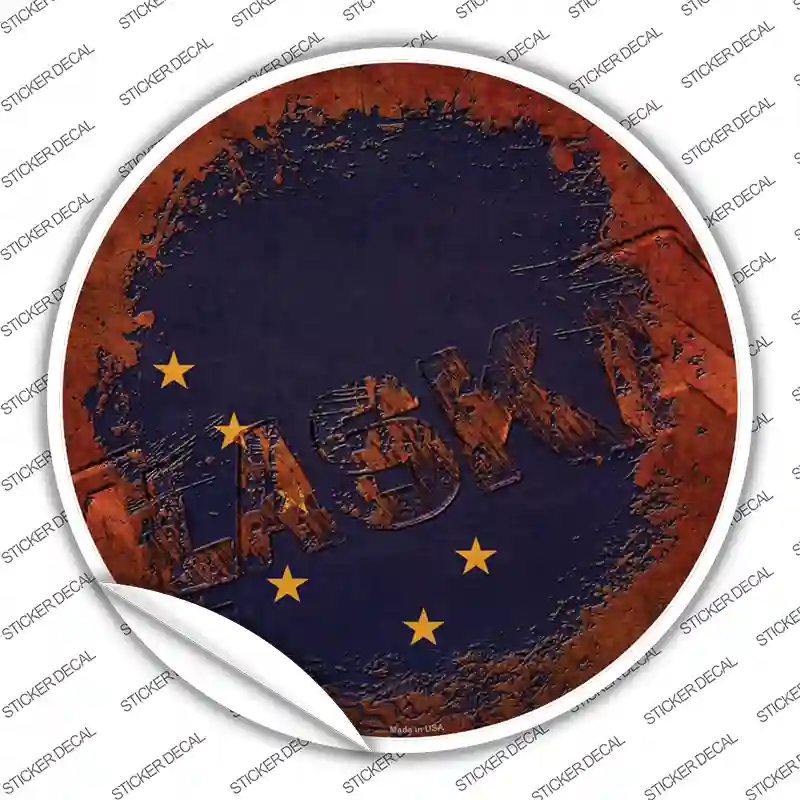 Alaska Rusty Stamped Novelty Circle Sticker Decal