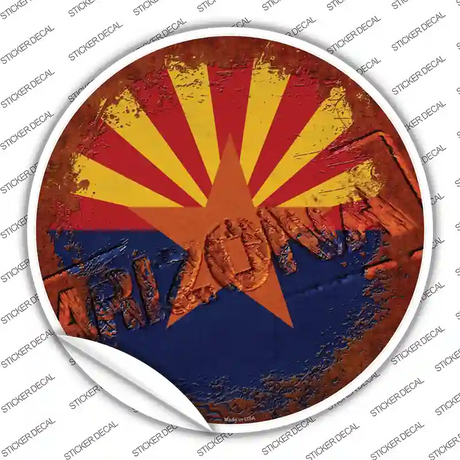 Arizona Rusty Stamped Novelty Circle Sticker Decal