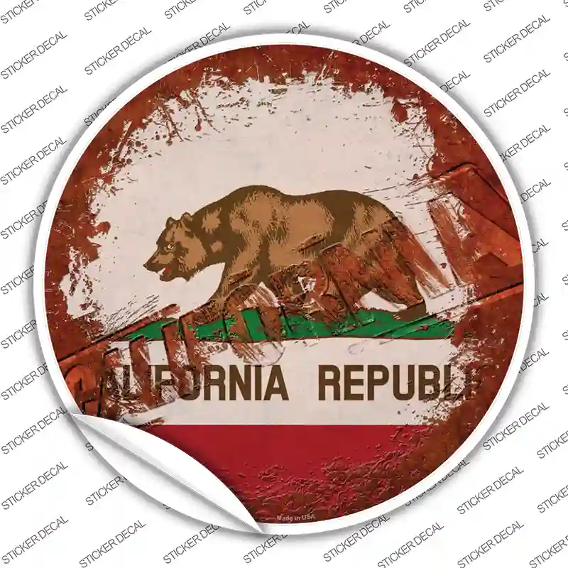 California Rusty Stamped Novelty Circle Sticker Decal