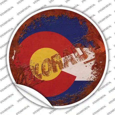 Colorado Rusty Stamped Novelty Circle Sticker Decal