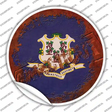 Connecticut Rusty Stamped Novelty Circle Sticker Decal