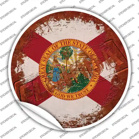 Florida Rusty Stamped Novelty Circle Sticker Decal