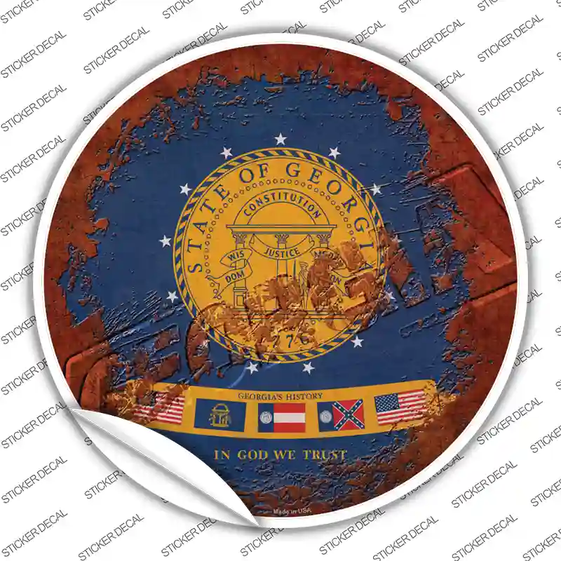 Georgia Rusty Stamped Novelty Circle Sticker Decal