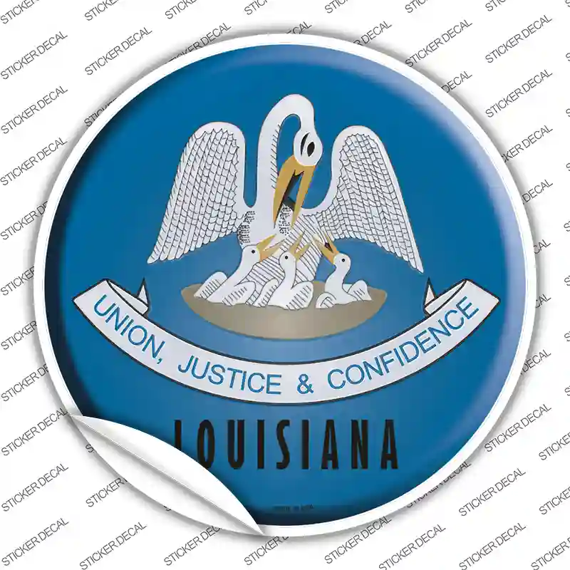 Louisiana State Flag Novelty Circle Sticker Decal