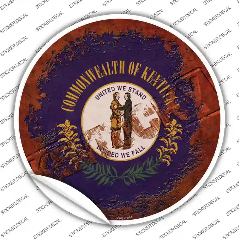 Kentucky Rusty Stamped Novelty Circle Sticker Decal