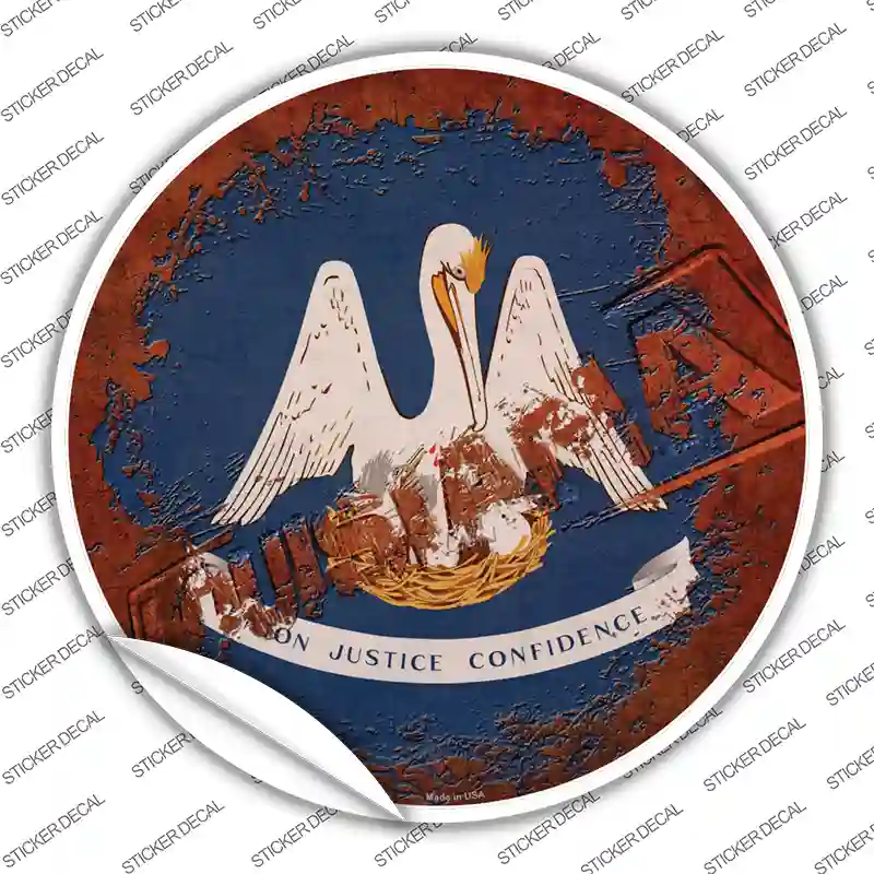 Louisiana Rusty Stamped Novelty Circle Sticker Decal