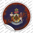 Maine Rusty Stamped Novelty Circle Sticker Decal