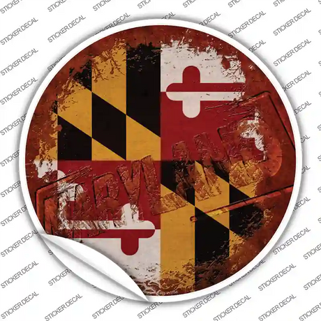 Maryland Rusty Stamped Novelty Circle Sticker Decal