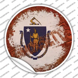 Massachusetts Rusty Stamped Novelty Circle Sticker Decal