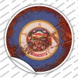 Minnesota Rusty Stamped Novelty Circle Sticker Decal