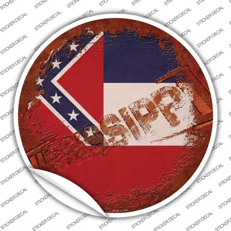 Mississippi Rusty Stamped Novelty Circle Sticker Decal