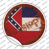 Mississippi Rusty Stamped Novelty Circle Sticker Decal