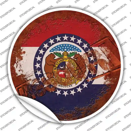 Missouri Rusty Stamped Novelty Circle Sticker Decal