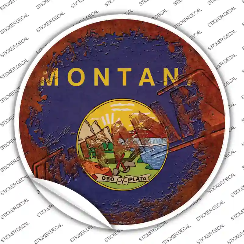 Montana Rusty Stamped Novelty Circle Sticker Decal