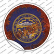 Nebraska Rusty Stamped Novelty Circle Sticker Decal